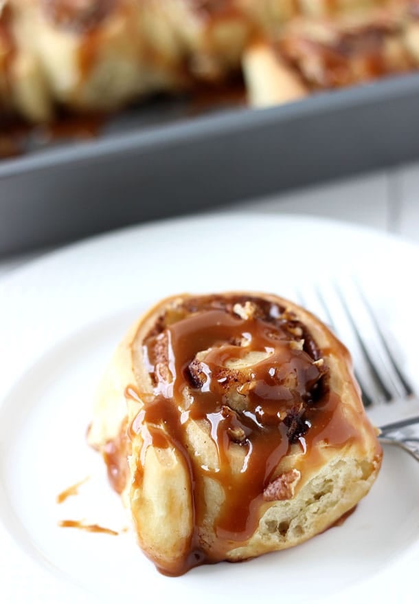 Salted Caramel Apple Cinnamon Rolls