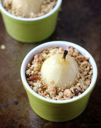 Spiced Poached Pear Crumble