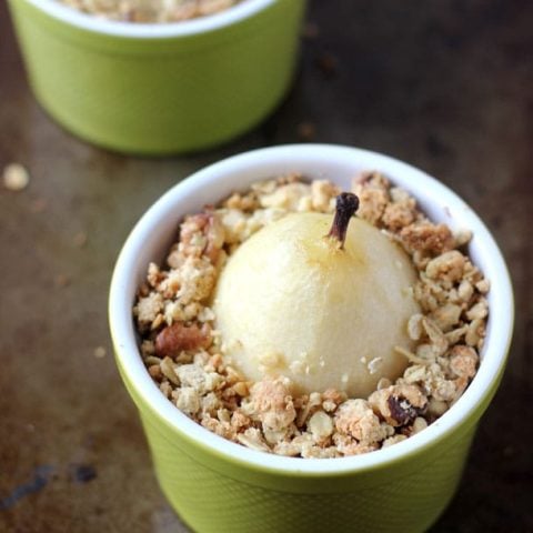 Spiced Poached Pear Crumble