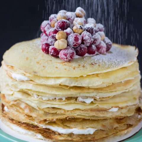 Cranberry Hazelnut Crepe Cake