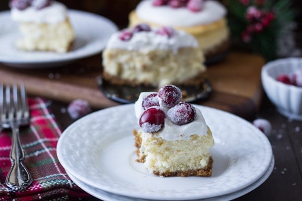 Creamy eggnog cheesecake with a spiced gingersnap crust... you are going to want this decadent dessert this holiday season!