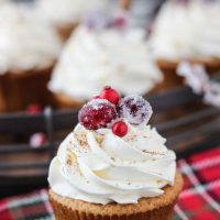 Spiced eggnog cupcakes with whipped bourbon buttercream!