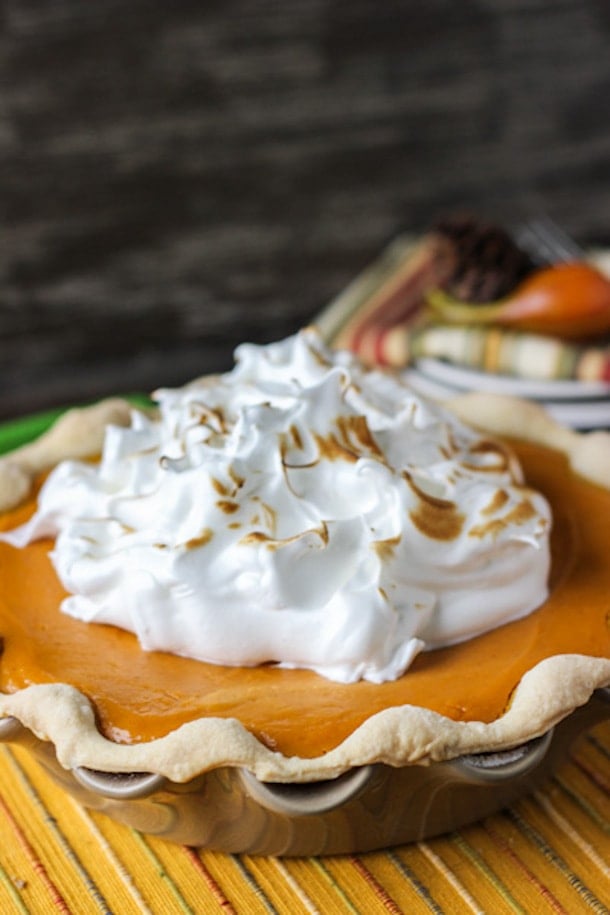 Sweet Potato Pie with Maple Marshmallow Topping - One of my favorite Thanksgiving desserts!