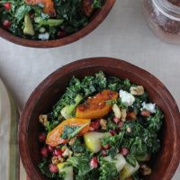 Kale Salad with Maple Butternut Squash and Pomegranate Vinaigrette