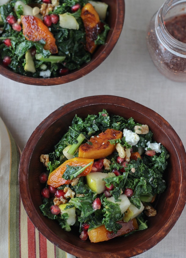 Kale Salad with Maple Butternut Squash - Blahnik Baker