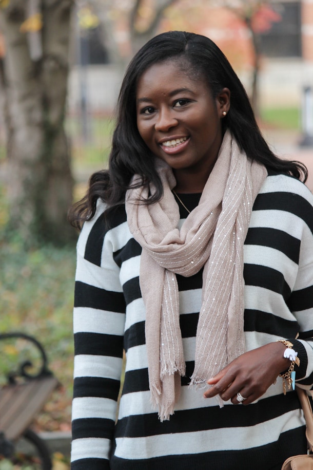 Fall outfit with Striped Sweater 