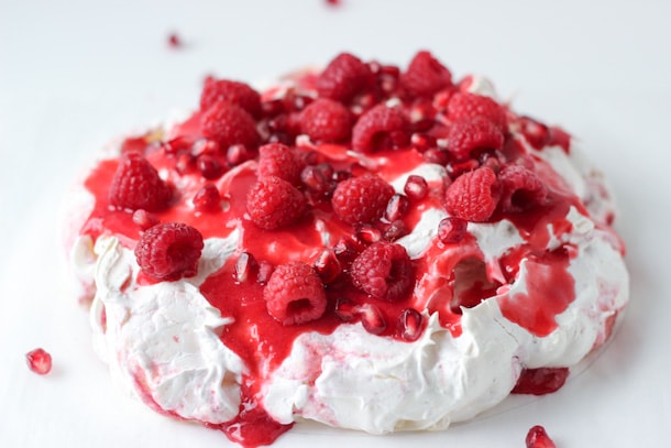 Raspberry Swirl Pavlova with Pomegranates