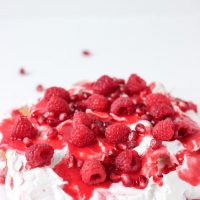 Raspberry Swirl Pavlova with Pomegranates