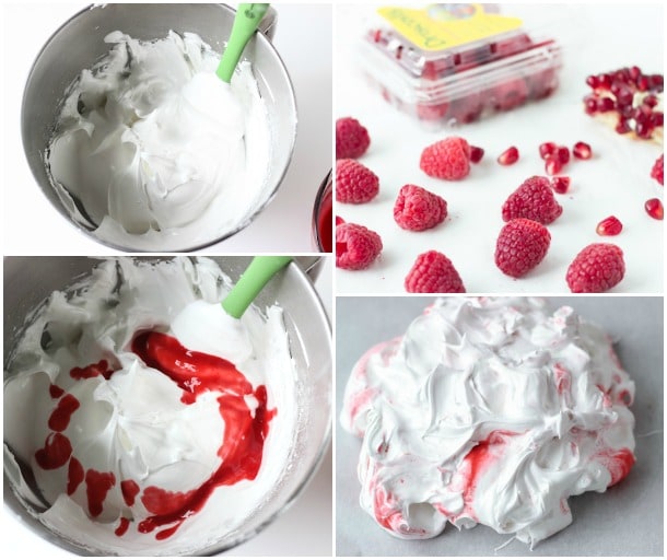 Raspberry Swirl Pavlova with Pomegranates