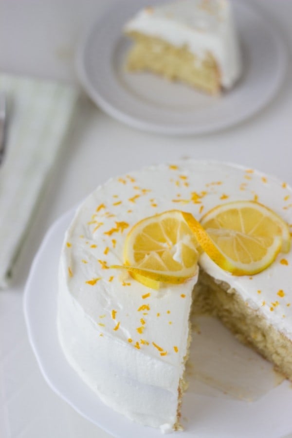 Meyer Lemon Cake with White Chocolate Mousse