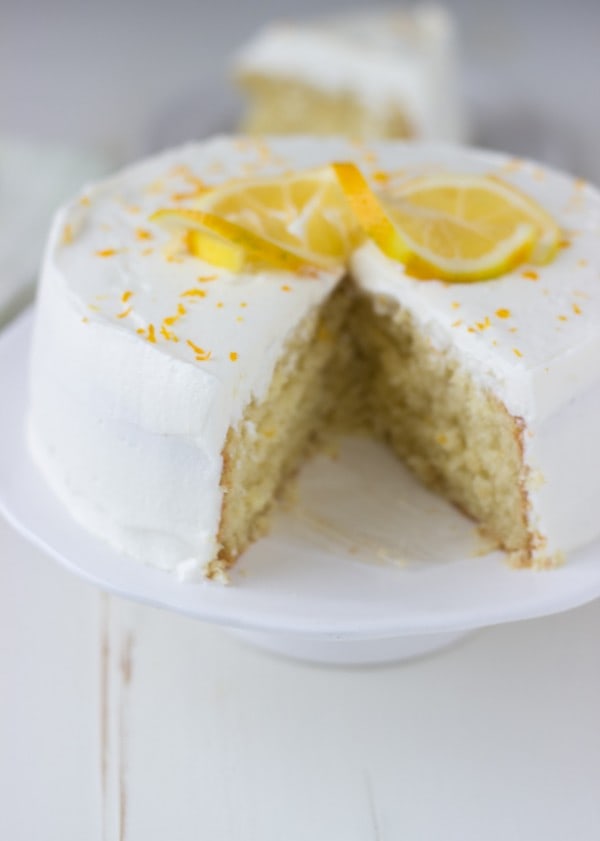 Meyer Lemon Cake with White Chocolate Mousse