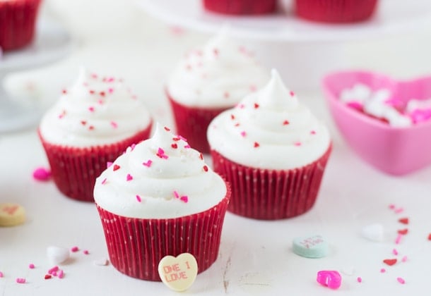 This classic Red Velvet Cupcakes recipe is a must! Add a twist to the topping by using the white chocolate cream cheese frosting. 