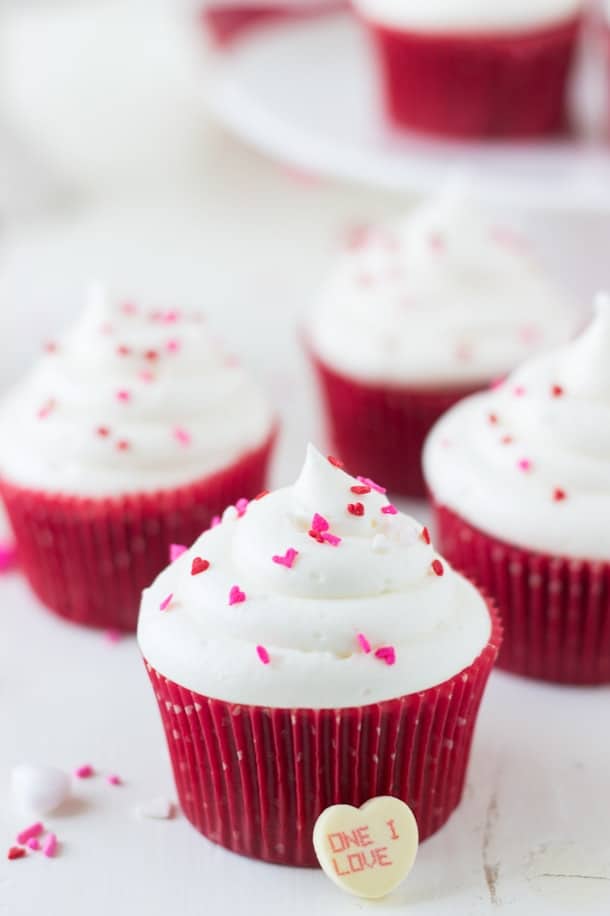 This classic Red Velvet Cupcakes recipe is a must! Add a twist to the topping by using the white chocolate cream cheese frosting. 