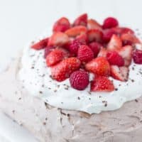 Chocolate Pavlova - crisp chocolate shell with sweet soft chocolate center.