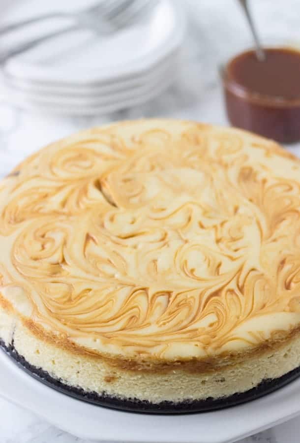 Irish Cream Cheesecake - creamy bailey's cheesecake with whiskey caramel. 