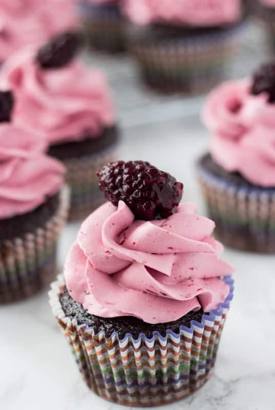 Chocolate Red Wine Cupcakes with Marionberry Frosting - A Classic Twist