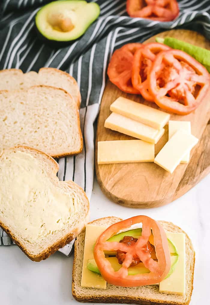 Avocado Tomato Grilled Cheese Sandwich