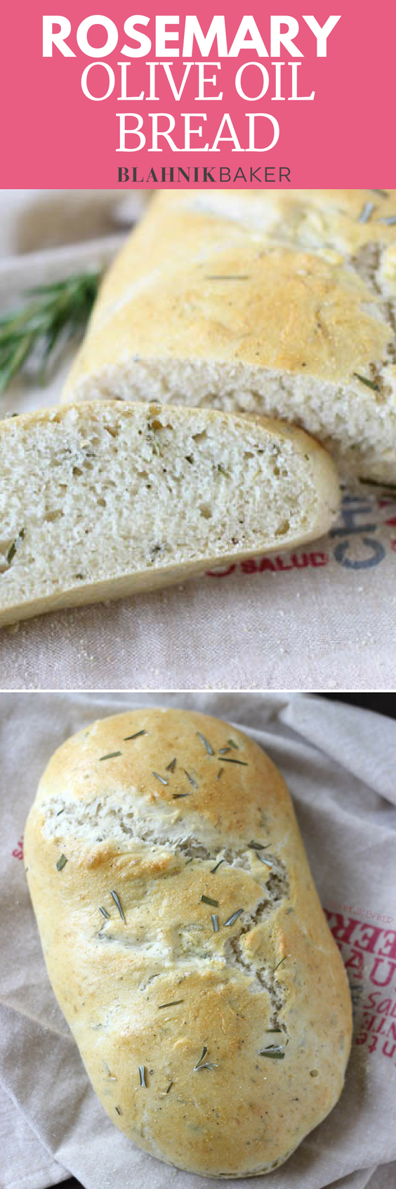 This classic rosemary olive oil bread recipe yields a very soft bread on the inside with a golden crunchy crust. Incredibly easy to make too.