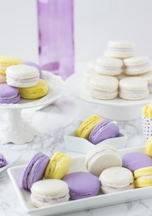 Lavender Honey Macarons - beautiful spring macarons with hints of lavender and honey!