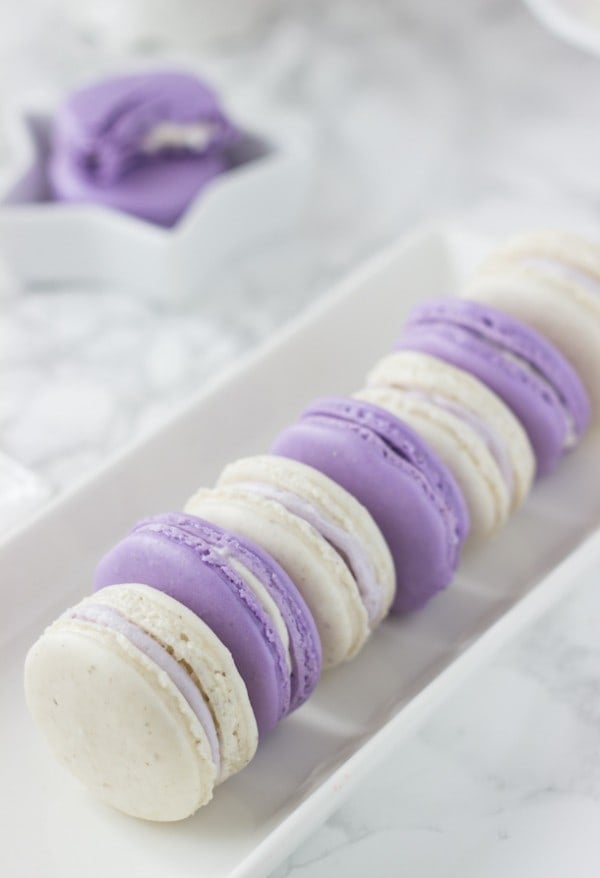 Lavender Honey Macarons - beautiful spring macarons with hints of lavender and honey!