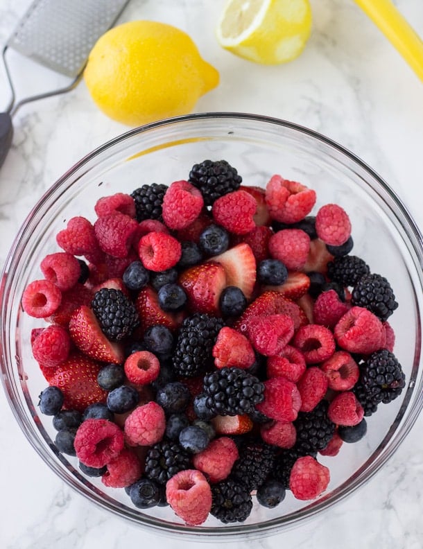 Mixed Berry Pie - juicy blueberries, strawberries, and black berries in a buttery, flaky pie crust! | BlahnikBaker.com