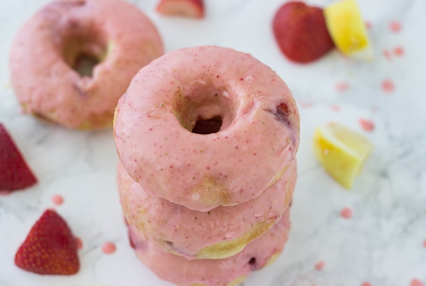 Strawberry Lemon Baked Donuts