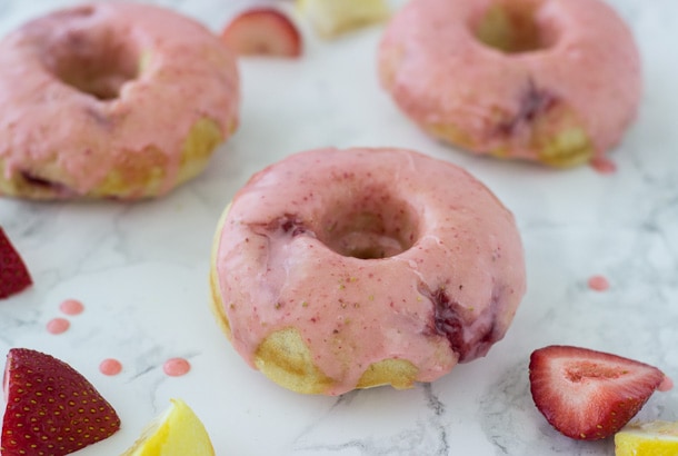 Strawberry Lemon Baked Donuts