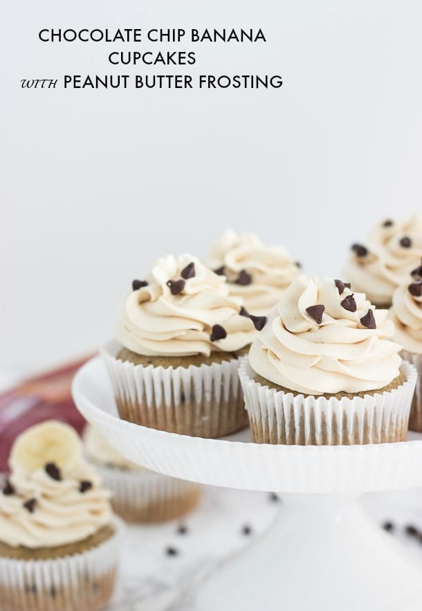 chocolate chip banana cupcakes with peanut butter frosting-2-1