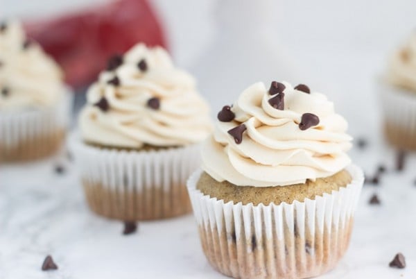 Chocolate Chip Banana Cupcakes with Peanut Butter Frosting