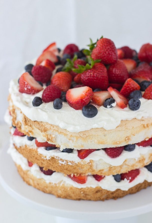 Strawberry Angel Food Cake - My Kitchen Love