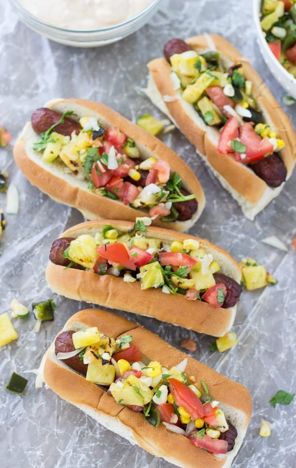 Grilled Hot Dogs with Mango Chutney and Red Onion Relish Recipe