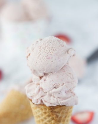 Roasted Strawberry and Lavender Ice Cream