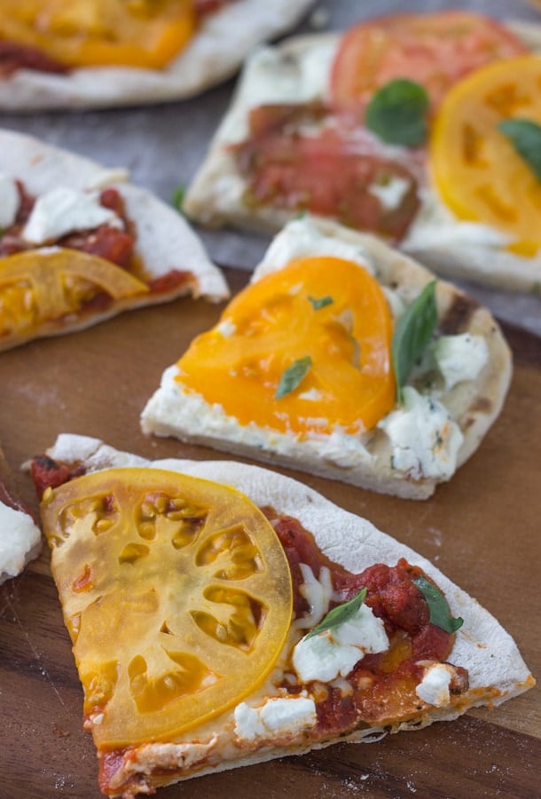 Grilled Heirloom Tomato and Goat Cheese Pizza