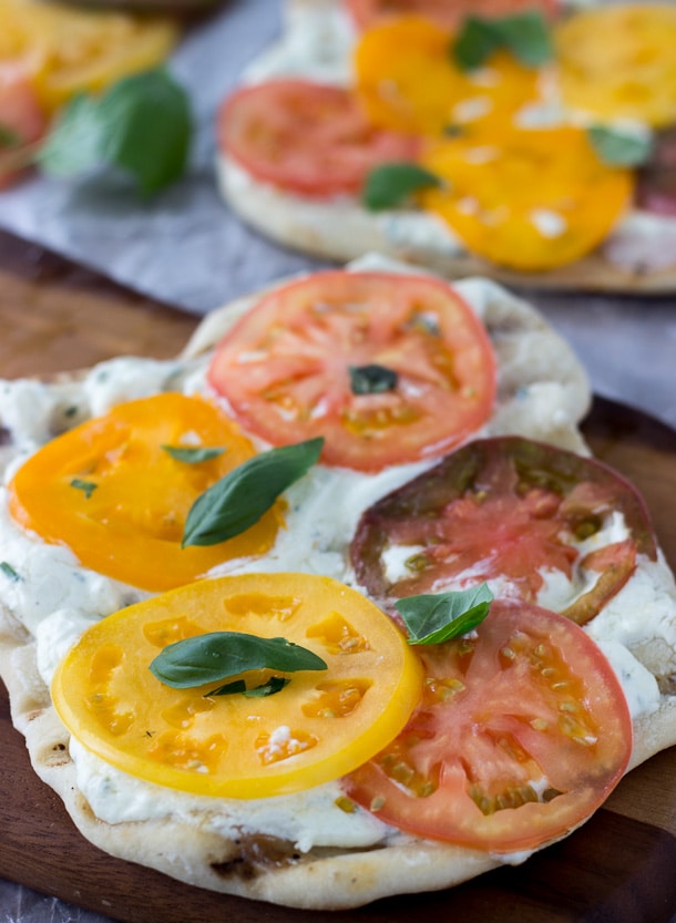 Grilled Heirloom Tomato and Goat Cheese Pizza