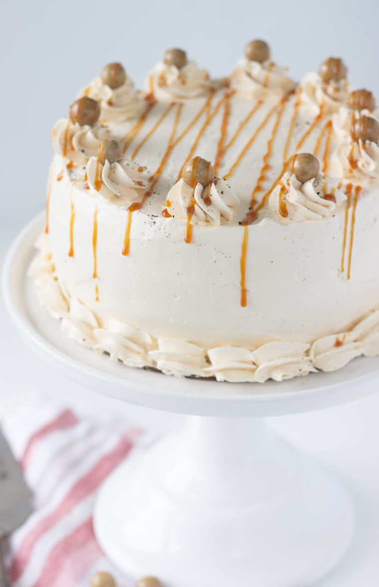 This caramel macchiato cake is a rendition of Starbucks caramel macchiato latte with a rich coffee cake topped with caramel buttercream.