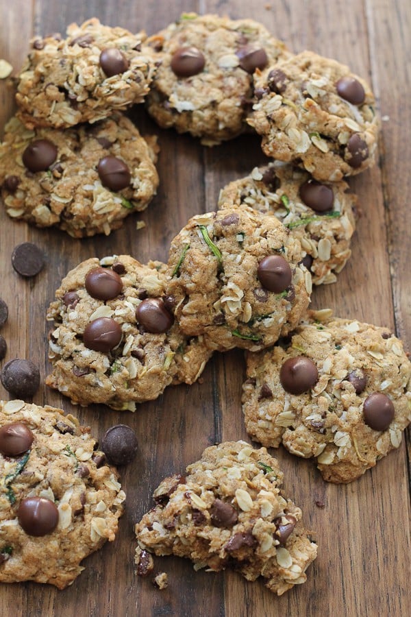 These Zucchini Coconut Chocolate Chip Cookies are soft, chewy and gluten free.