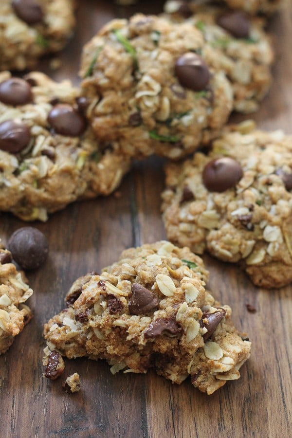 These Zucchini Coconut Chocolate Chip Cookies are soft, chewy and gluten free.