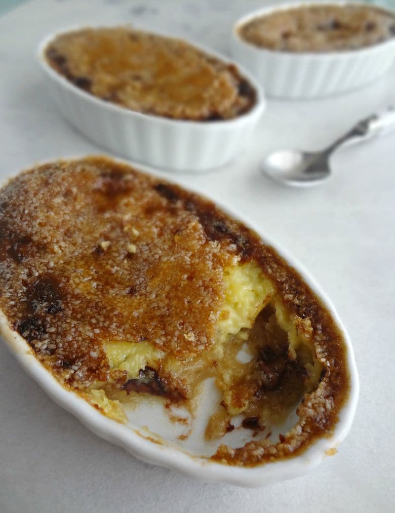 This Cookie Dough Crème Brûlée is rich yet light and creamy with crunchy bites of the caramelized sugar.