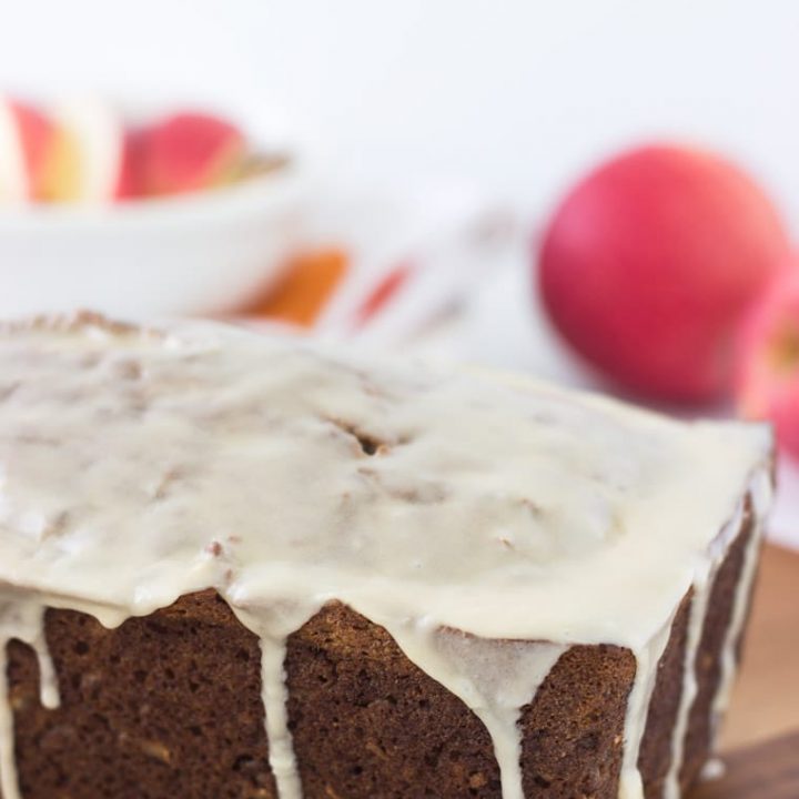 Apple Coconut Bread with Caramel Glaze