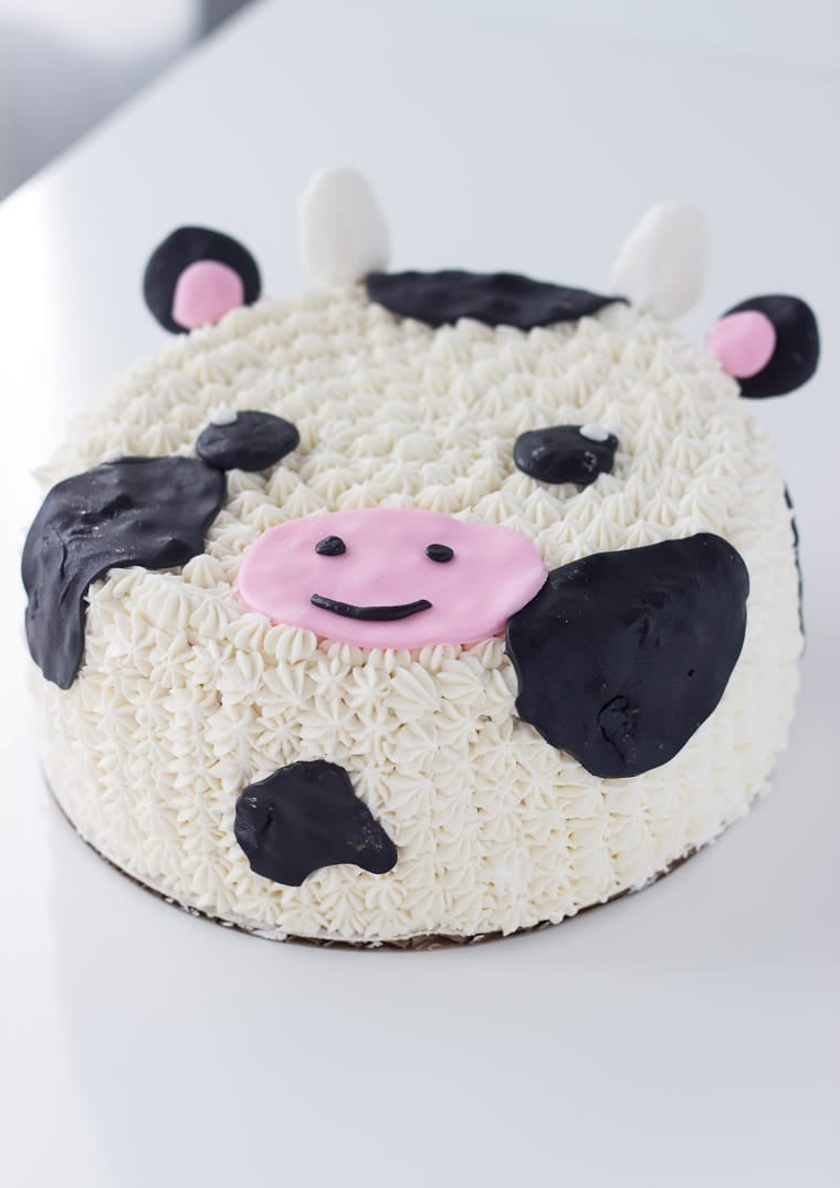 This Cow Cake tutorial makes for an easy and adorable cake; perfect for any cow-themed celebration.