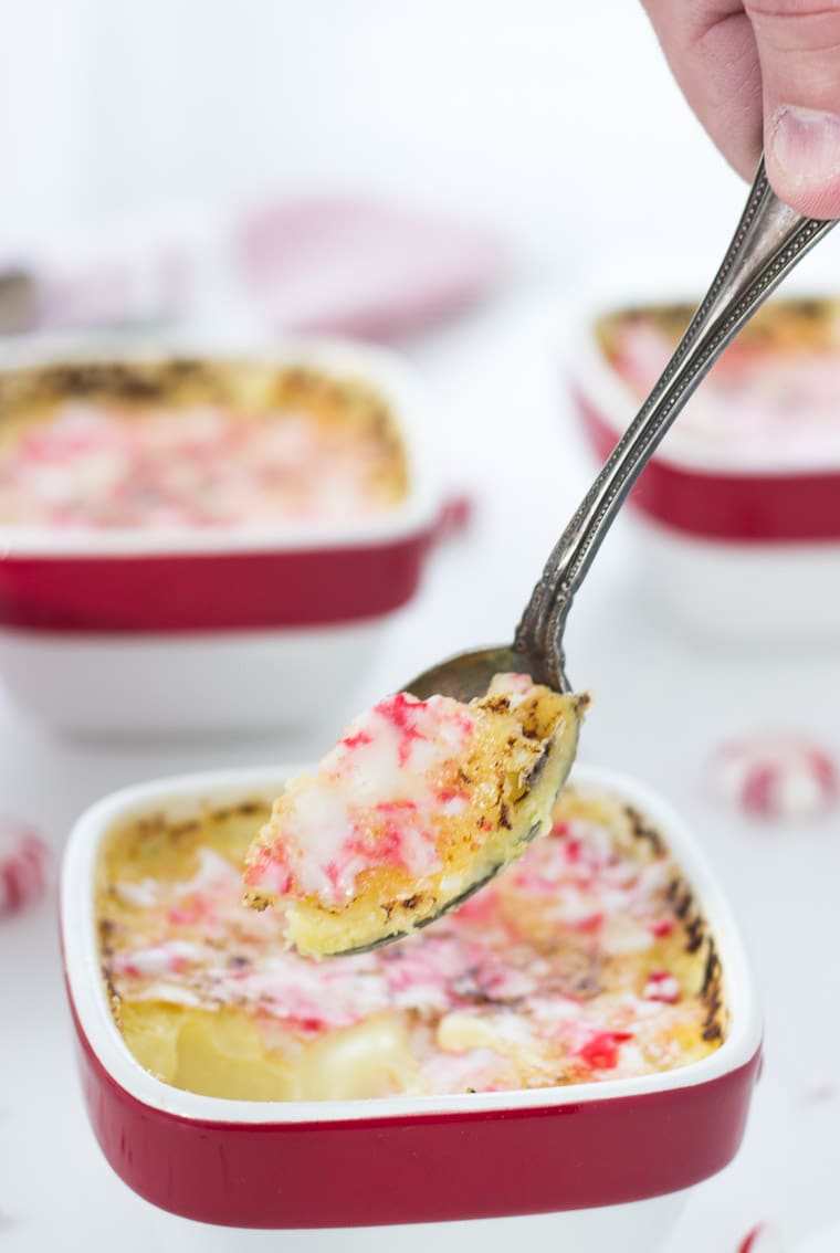 This peppermint white chocolate creme brulee is sweet, silky smooth and just decadent for an extra special holiday dessert.