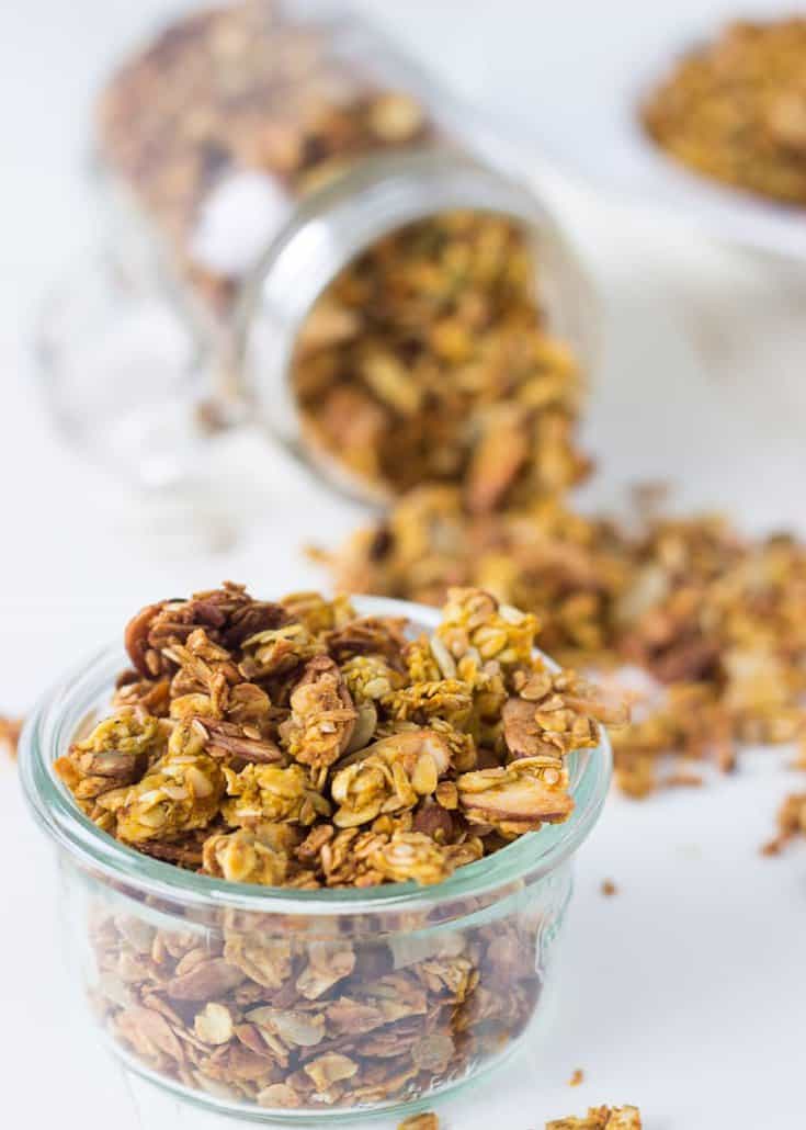 Pumpkin spice granola recipe for the perfect fall snack or breakfast granola.