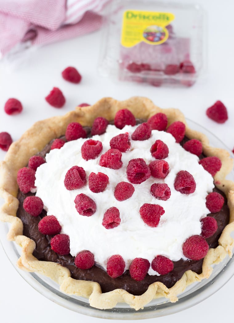 A simple Raspberry Mocha Pie with a rich dark chocolate mocha filling. #