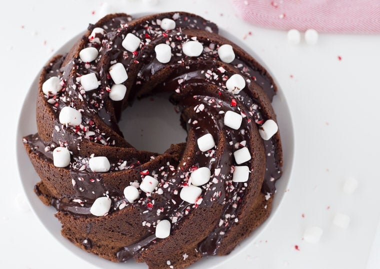 A decadent peppermint hot chocolate bundt cake this is winter perfect and a holiday season delight. 