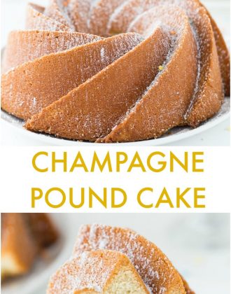 An easy, moist and crumbly champagne pound cake recipe