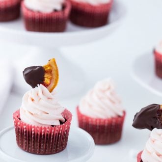 A classic chocolate cupcake recipe with sweet orange zest and blood orange buttercream. These Blood Orange Chocolate Cupcakes are a wonder!