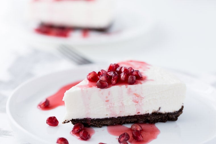 Greek Yogurt Cheesecake with Pomegranate Syrup