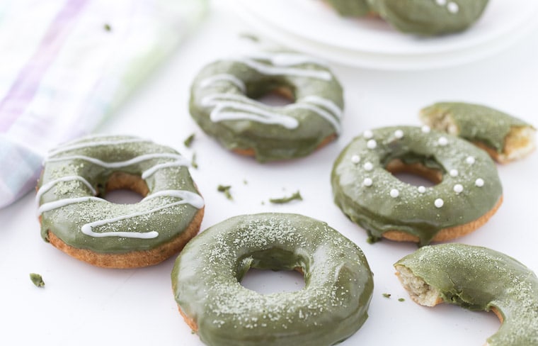 An old fashioned donut, these coconut matcha donuts are soft, tender and topped with a sweet matcha white chocolate glaze. 