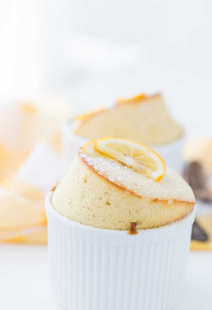 This Meyer Lemon Souffle is rich and gooey with bursts of sweet, tangy meyer lemon juice!