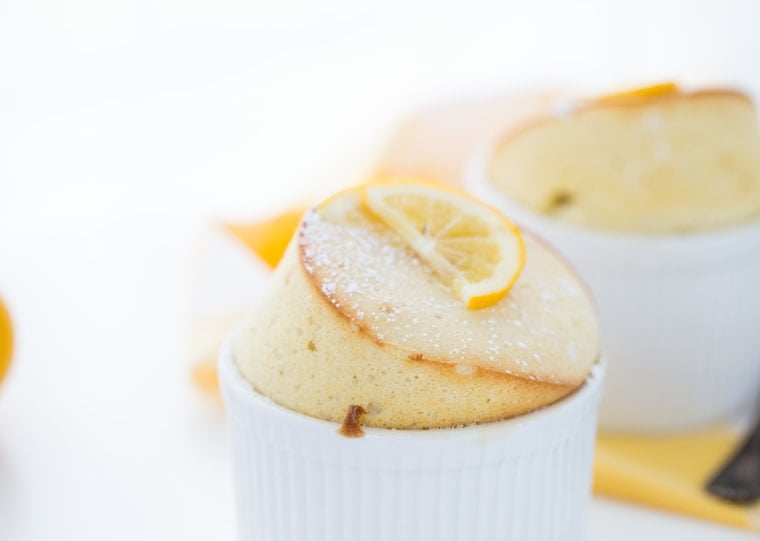 This Meyer Lemon Souffle is rich and gooey with bursts of sweet, tangy meyer lemon juice!